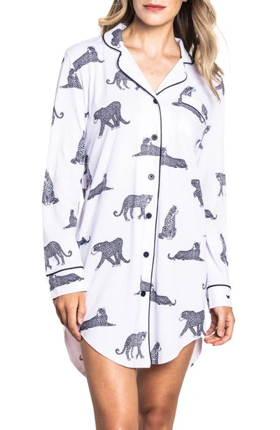 Petite Plume Trouserher Print Nightshirt In White