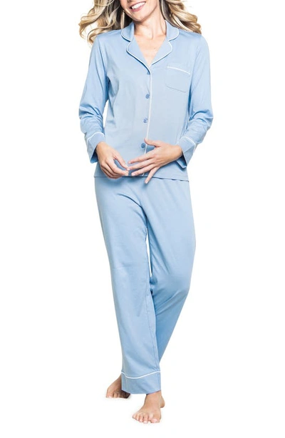 Petite Plume Luxe Pima Cotton Pajamas In Blue