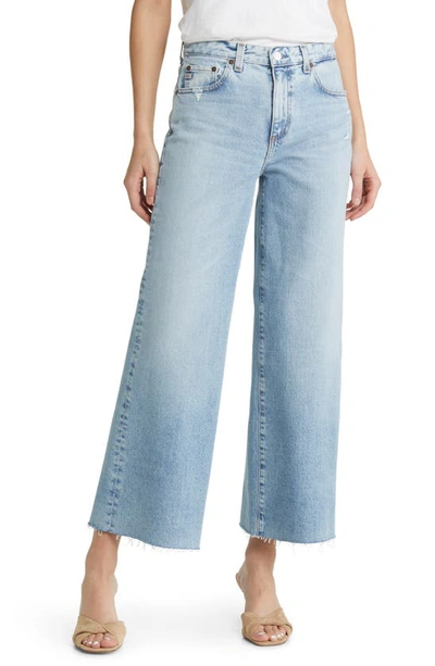 Ag Saige Raw Hem High Waist Ankle Wide Leg Jeans In Chateau