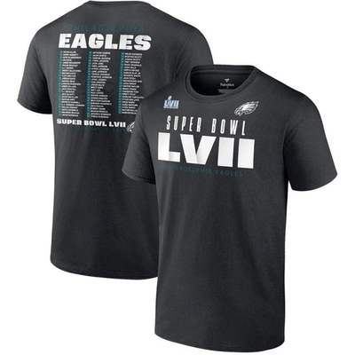 Fanatics Branded Black Philadelphia Eagles Super Bowl Lvii Varsity Team Roster Big & Tall T-shirt