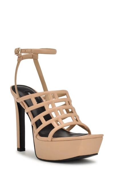 Nine West Kelinda Ankle Strap Platform Sandal In Light Pink