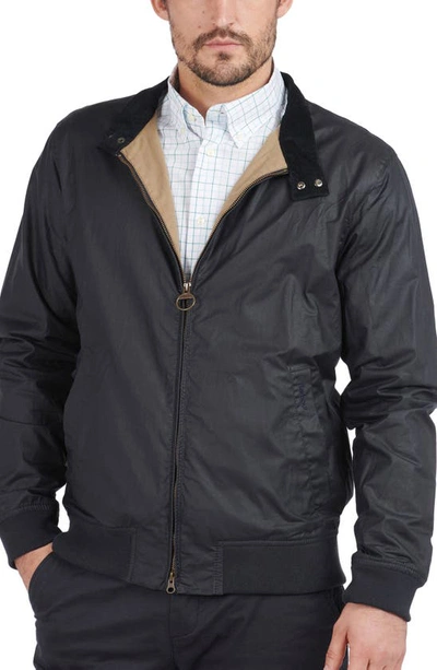 Barbour Royston Waxed Cotton Jacket In Royal Navy