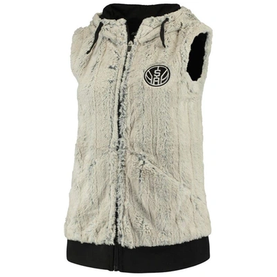 Antigua Silver/black San Antonio Spurs Rant Hooded Full-zip Vest