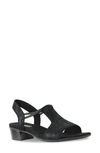 Munro Susan T-strap Sandal In Black Shimmer Suede