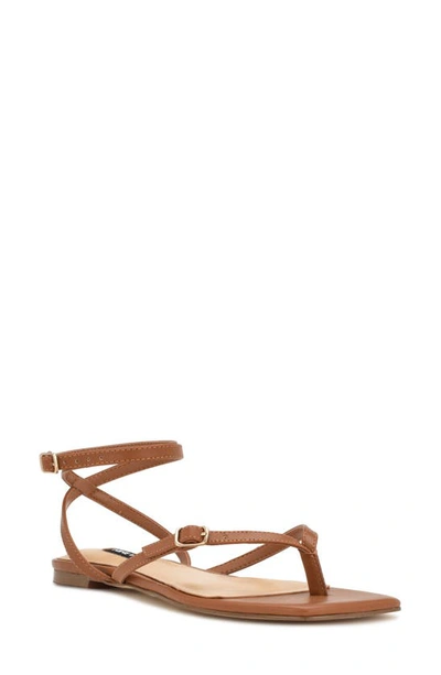 Nine West Nelson Strappy Sandal In Dark Natural