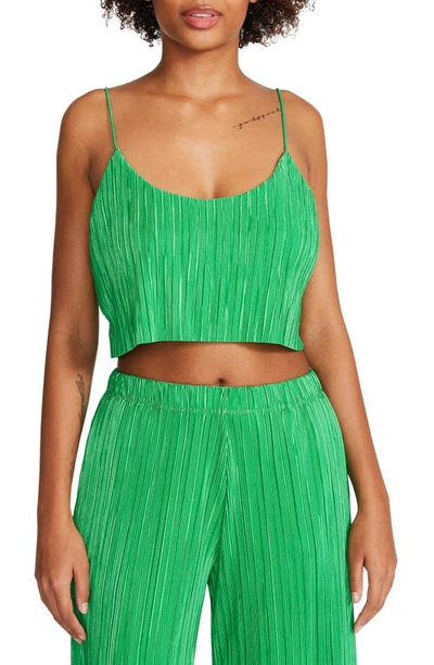 Steve Madden Gianna Plissé Crop Top In Bright Green