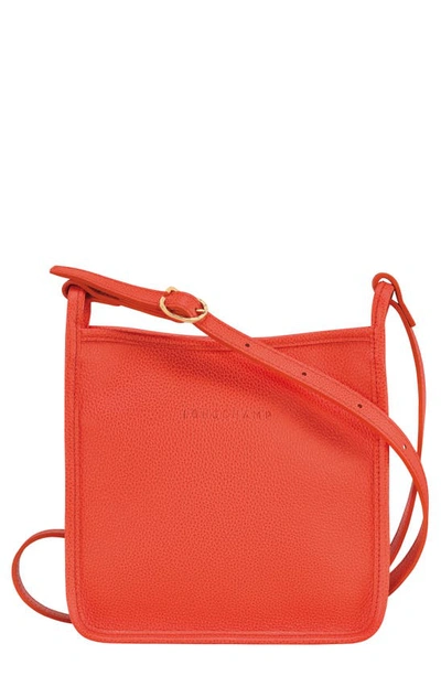 Longchamp Small Le Foulonné Leather Crossbody Bag In Orange
