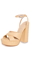 Black Suede Studio Hannah Ankle Strap Platform Sandal In Raffia