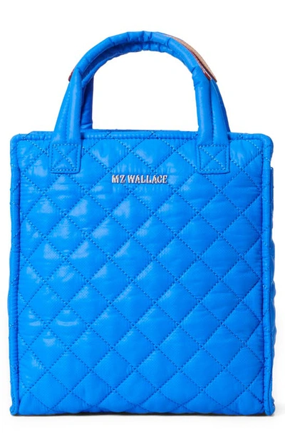 Mz Wallace Mini Box Tote In True Blue/silver