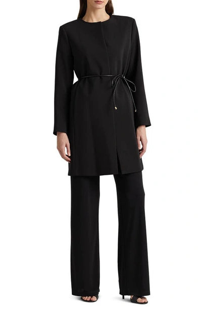 Lauren Ralph Lauren Belted Crepe Jacket In Black