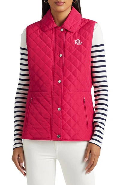 Ralph Lauren Quilted Water Repellent Vest In Sport Pink