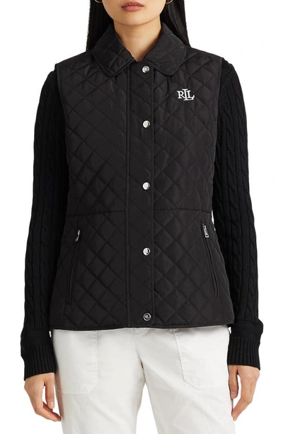 Lauren Ralph Lauren Quilted Water Repellent Vest In Black