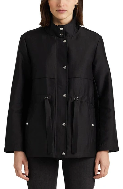 Lauren Ralph Lauren Stand Collar Raincoat In Black