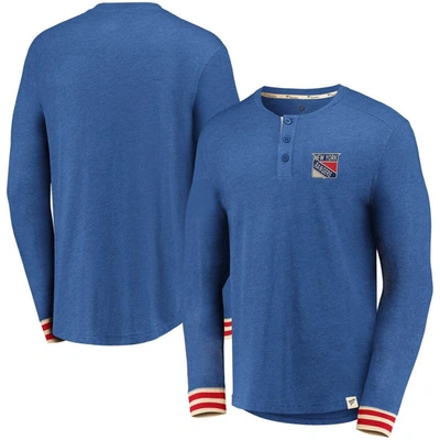 Fanatics Branded Heathered Blue New York Rangers True Classics Henley Long Sleeve T-shirt