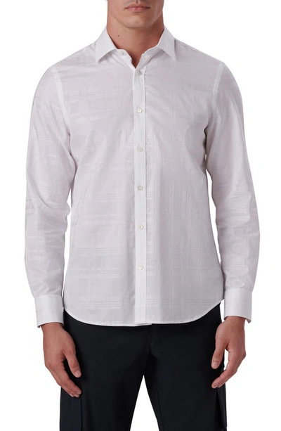 Bugatchi Julian Classic Fit Tonal Plaid Print Cotton Button-up Shirt In White