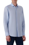 Bugatchi Shaped Fit Solid Linen Button-up Shirt In Sky