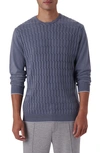 Bugatchi Mixed Stitch Cotton Sweater In Cobalt