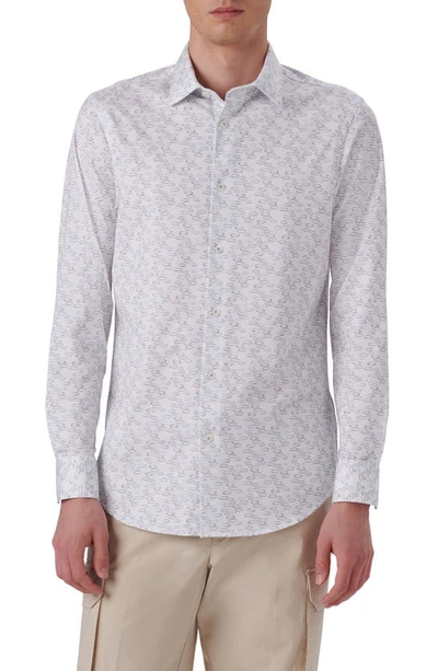 Bugatchi Ooohcotton® Geometric Print Button-up Shirt In Biscotti