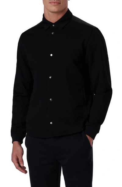 Bugatchi Knit Snap-up Shirt Jacket In Black