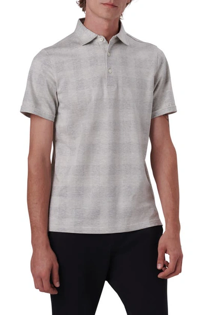 Bugatchi Plaid Short Sleeve Cotton Polo In Platinum