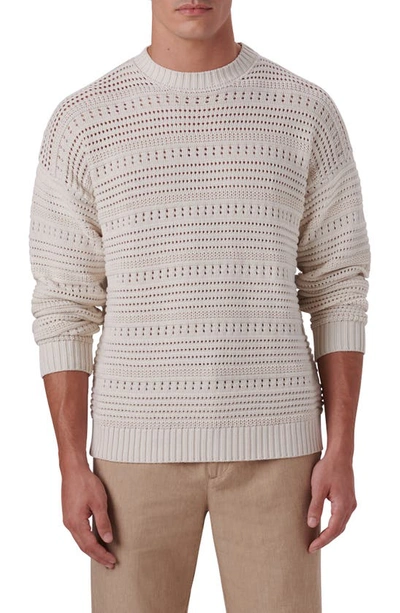 Bugatchi Cotton Crewneck Sweater In Chalk