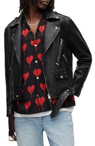 Allsaints Nade Leather Biker Jacket In Black