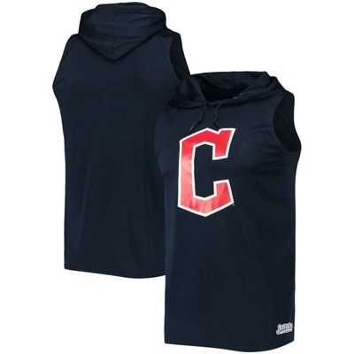 Stitches Navy Cleveland Guardians Sleeveless Pullover Hoodie