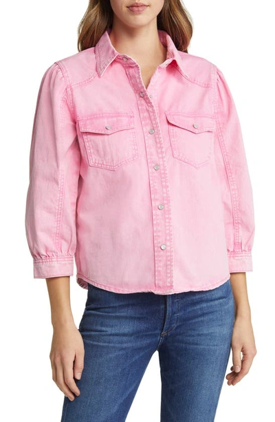 Nikki Lund Bessie Denim Shirt Jacket In Pink