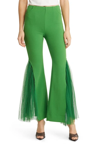Nikki Lund Molly Mesh Flare Pants In Bright Green