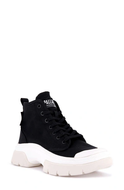 Palladium Pallawave High Top Trainer In Black/ Marshmallow