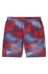 Zella Kids' Core Stretch Shorts In Blue Surf- Red Cloud Dot
