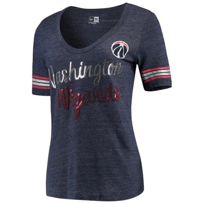 New Era Heathered Navy Washington Wizards Tri-blend U-neck Jersey T-shirt