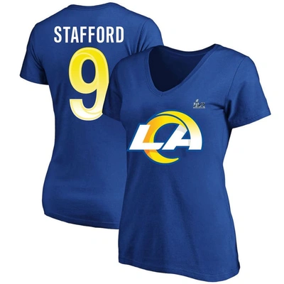 Fanatics Branded Matthew Stafford Royal Los Angeles Rams Super Bowl Lvi Plus Size Name & Number V-ne