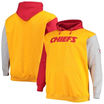 Profile Men's Red, Yellow Kansas City Chiefs Big And Tall Pullover Hoodie In Red,yellow