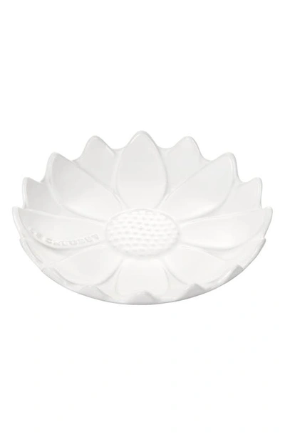 Le Creuset Figural Flower Stoneware Spoon Rest In White