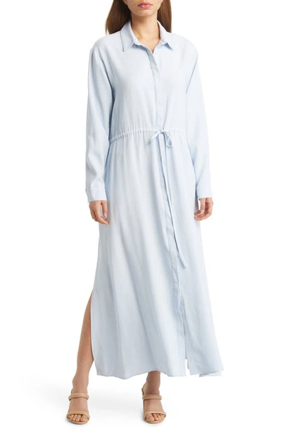 Nordstrom Long Sleeve Drawstring Waist Shirtdress In Blue Illusion