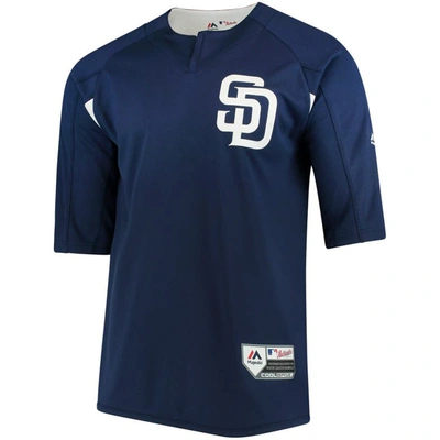Majestic Navy/white San Diego Padres Authentic Collection On-field 3/4-sleeve Batting Practice Jerse