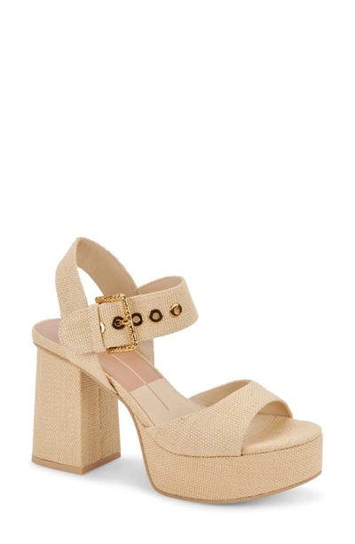 Dolce Vita Bobby Platform Sandal In Natural Raffia