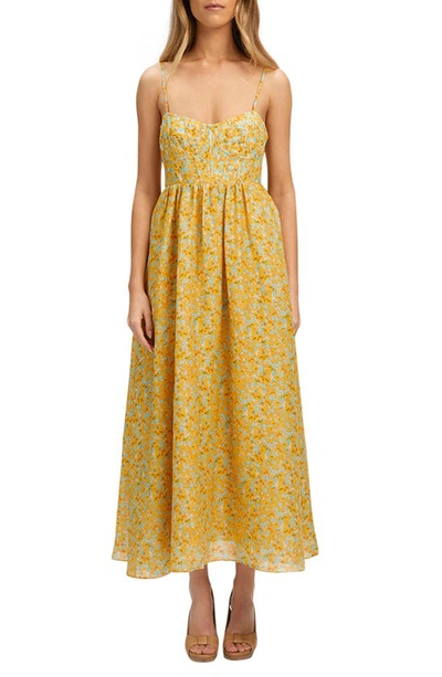 Bardot Milika Floral Print Sleeveless Midi Dress In Yellow