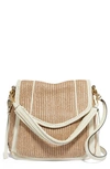 Aimee Kestenberg All For Love Convertible Leather Shoulder Bag In Raffia With Vanilla Ice