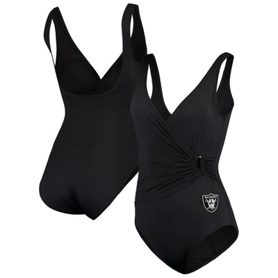 Tommy Bahama Black Las Vegas Raiders Pearl Clara Wrap One-piece Swimsuit