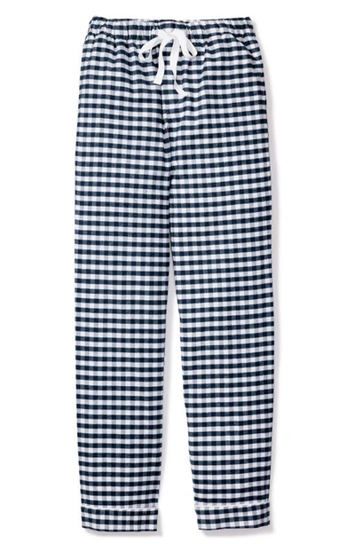 Petite Plume Gingham Twill Pyjama Trousers In Navy