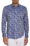 Robert Graham Men's Wave You Linen & Cotton Jacquard Classic-fit Shirt In Blue