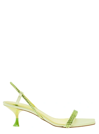 3juin 'eloise' Green Sandals With Rhinestone Embellishment And Spool Heel In Viscose Blend Woman In Neutrals