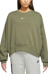 Nike Phoenix Fleece Crewneck Sweatshirt In Medium Olive/sail