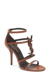 Saint Laurent Cassandra Ysl Logo Sandal In New Papaya