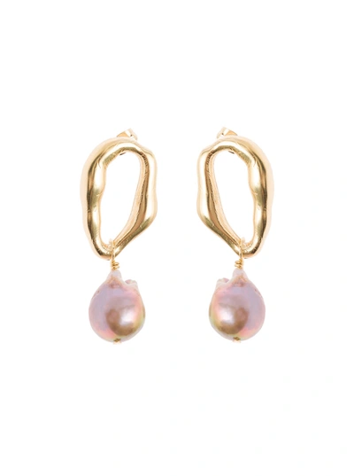 Forte Forte Sculpture Earrings With Pearls In Metallic