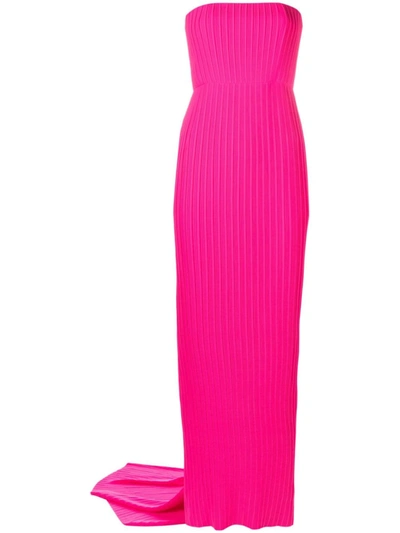 Solace London Pleated Strapless Dress In Hot Pink