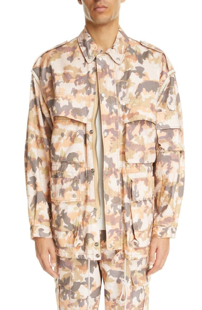 Isabel Marant Camouflage-print Denim Jacket In Camel