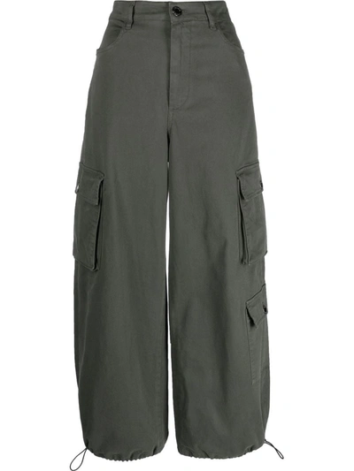 Pinko High-waisted Cargo Trousers In Green